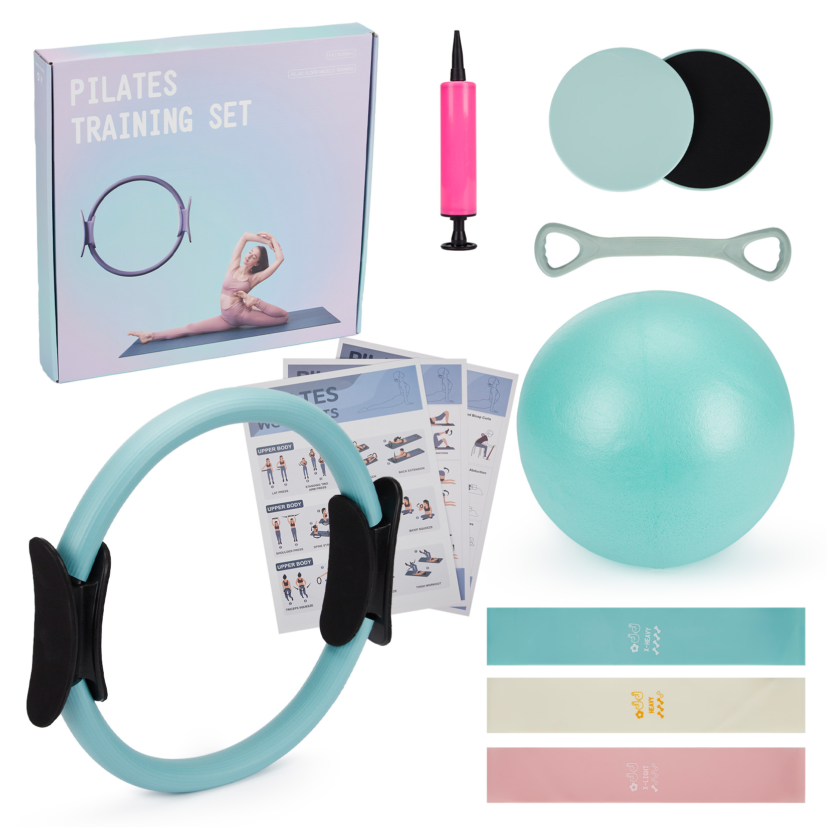 Yoga Fitness Bar - Pilates Training Set, 6-in-1 Pilates Ring,